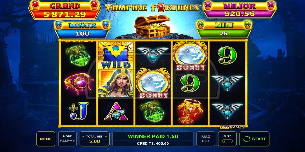 Vampire Fortunes slot game Gameplay