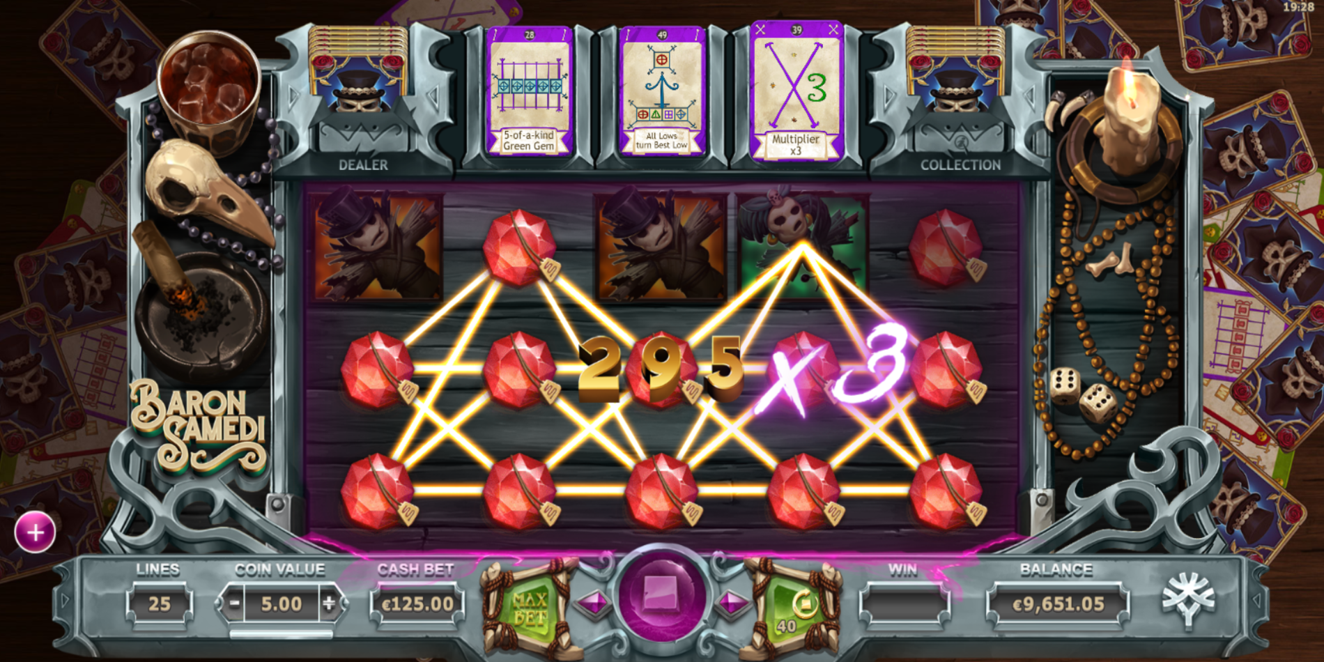 Baron Samedi slot game Extra Cards Win