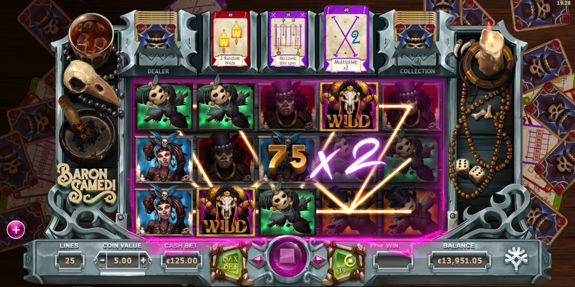 Baron Samedi slot game Gameplay Wild Symbol Win