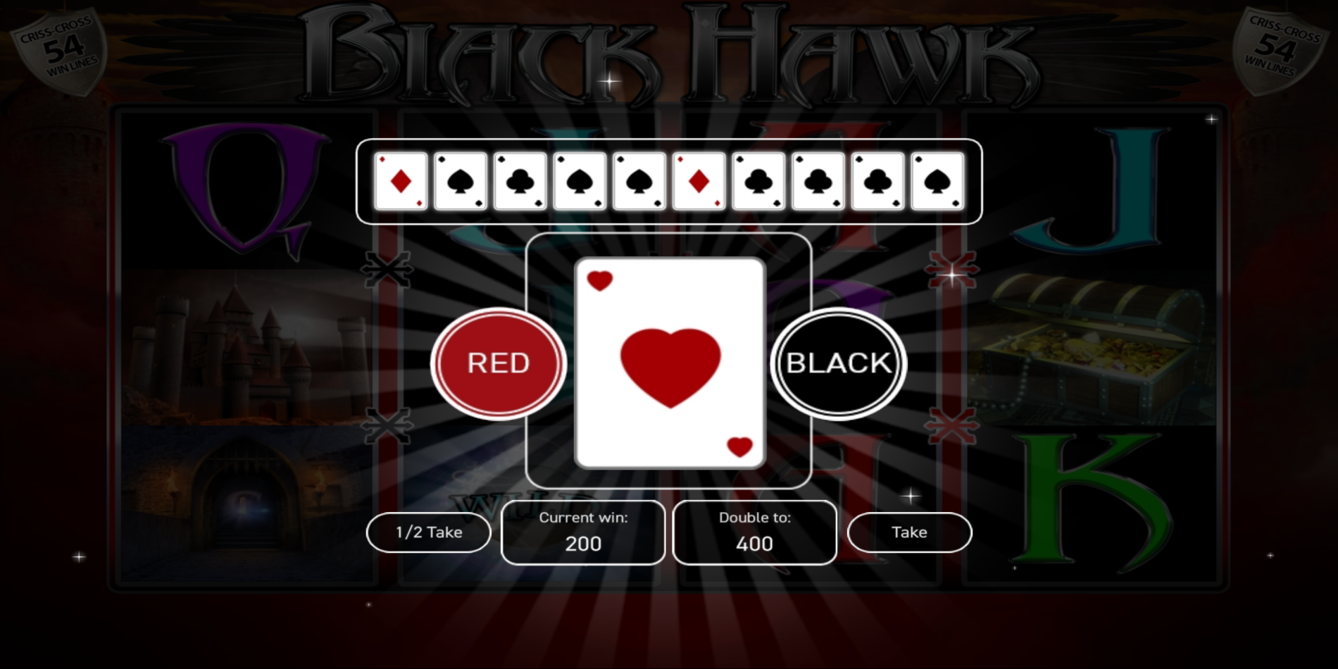 Black Hawk slot game Gamble feature