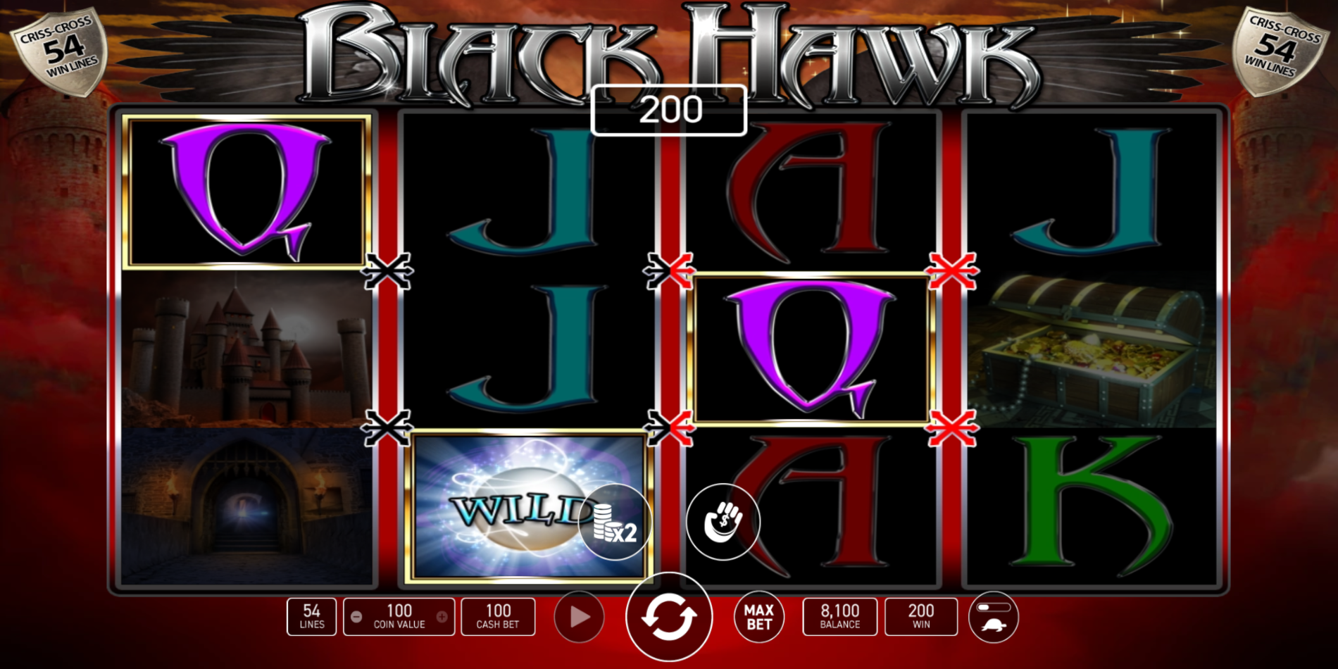Black Hawk slot game Wild Symbol Win