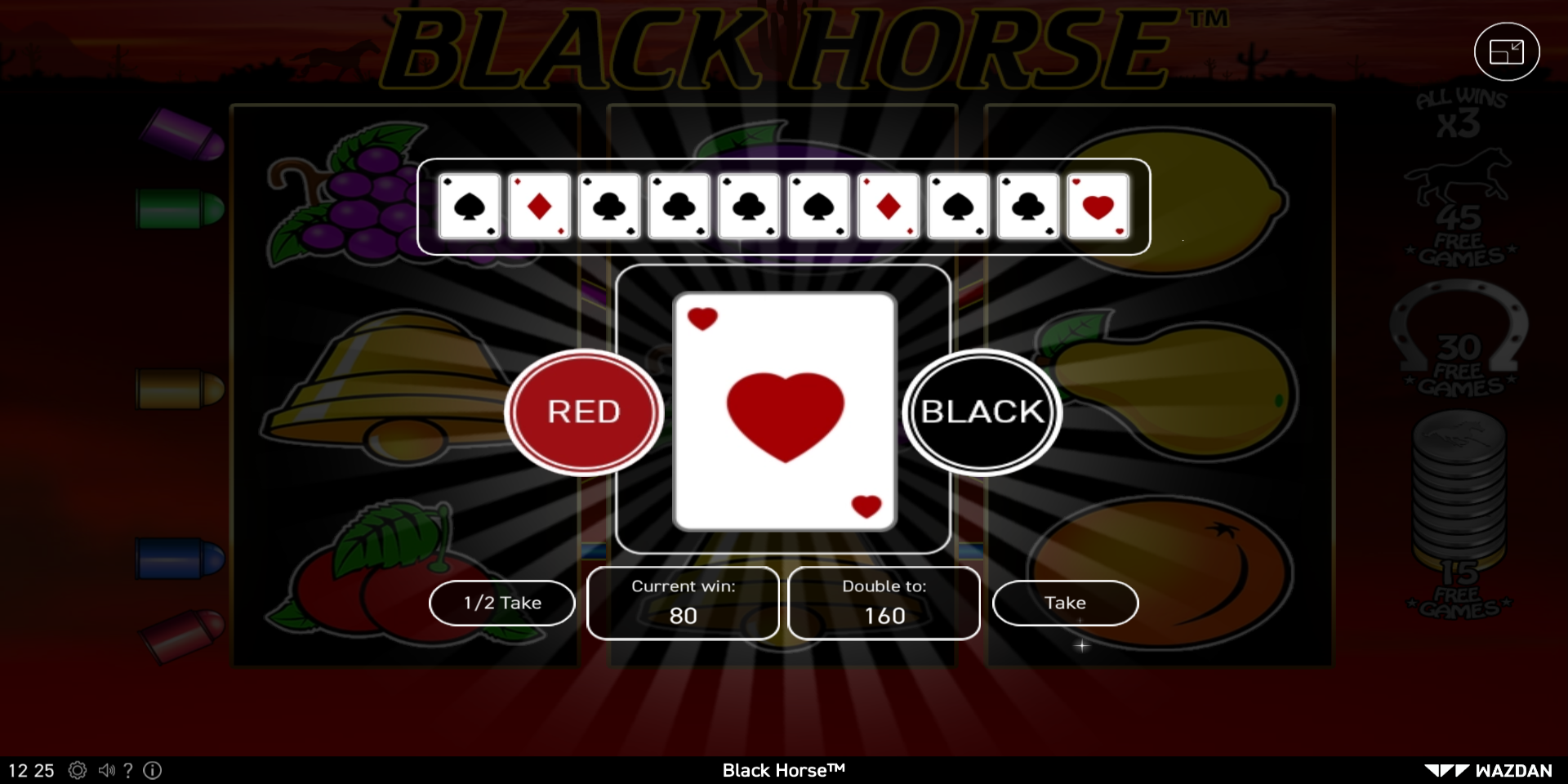 Black Horse slot game Gamble feature Double your WIN