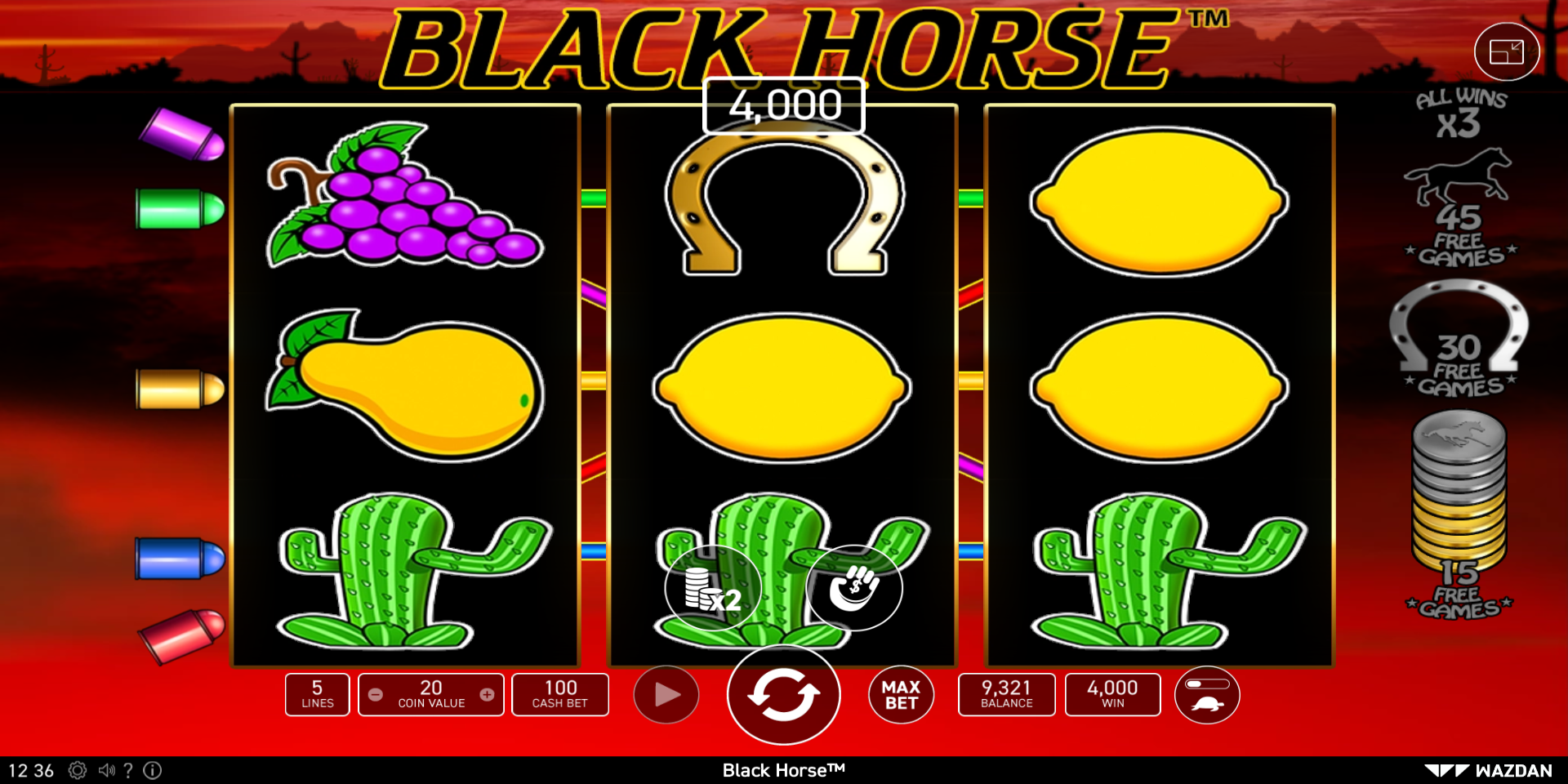 Black Horse slot game Gameplay Big WIN