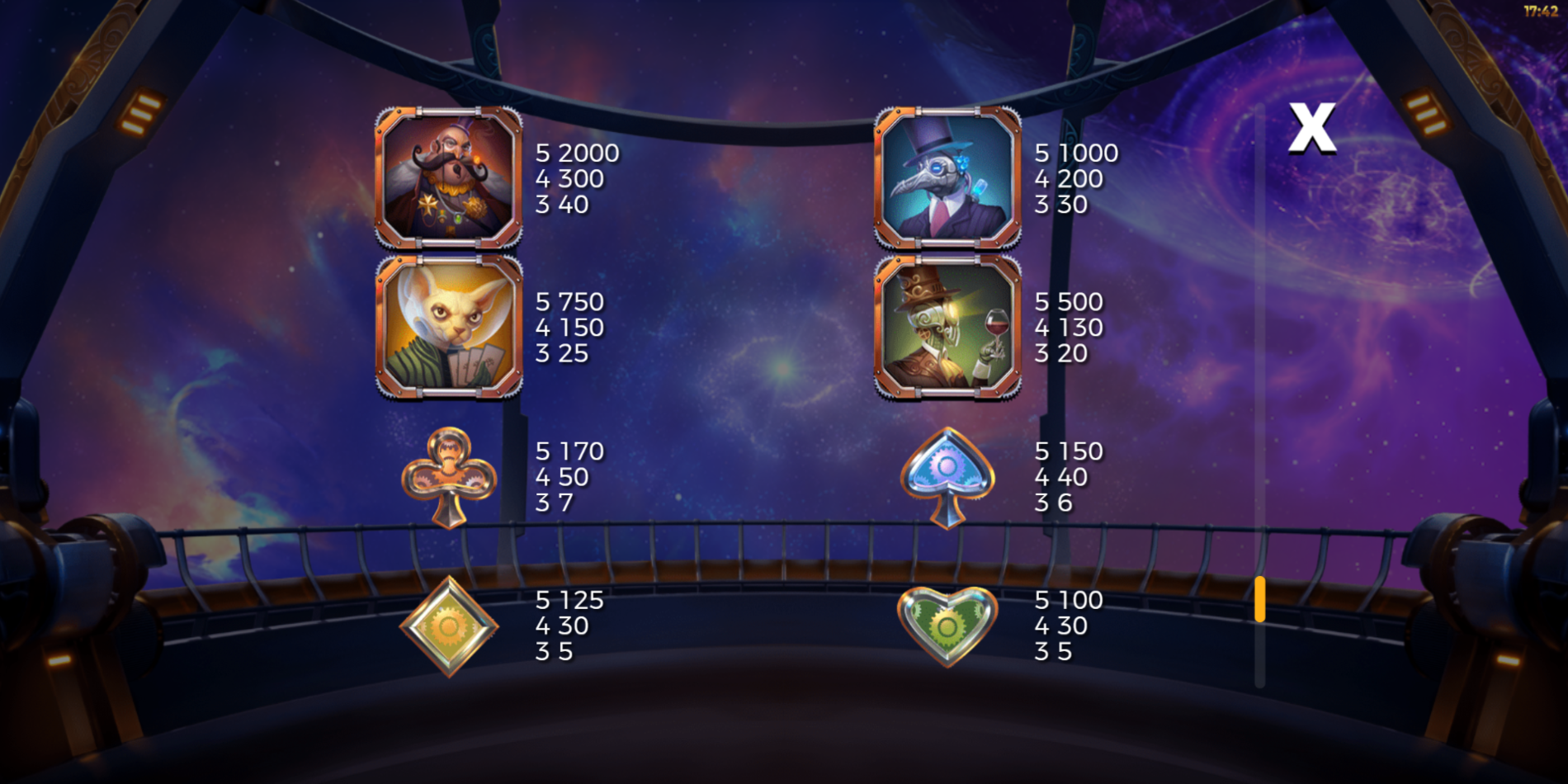 Cazino Cosmos slot game Symbol Wins