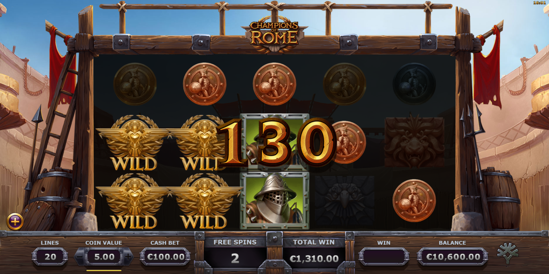 Champions of Rome slot game 2x2 Wild Symbols Feature