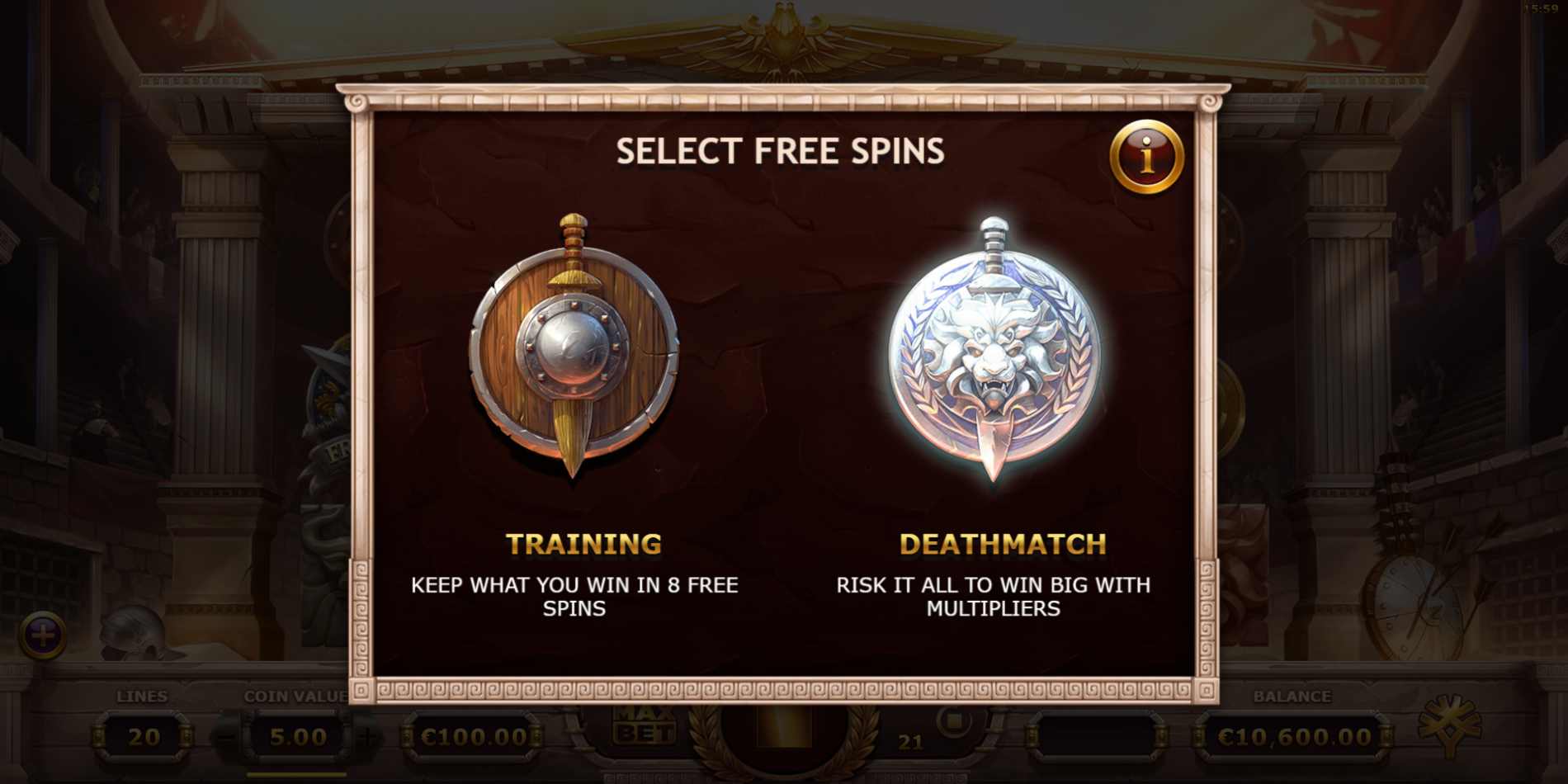 Champions of Rome slot game Free Spins Game