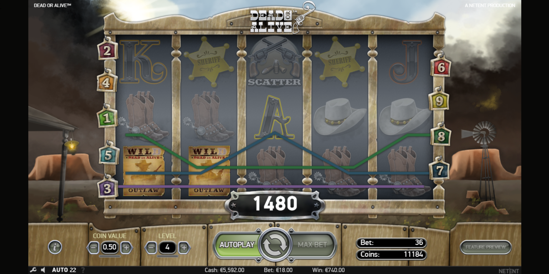 Dead or Alive slot game Wild Symbol Win
