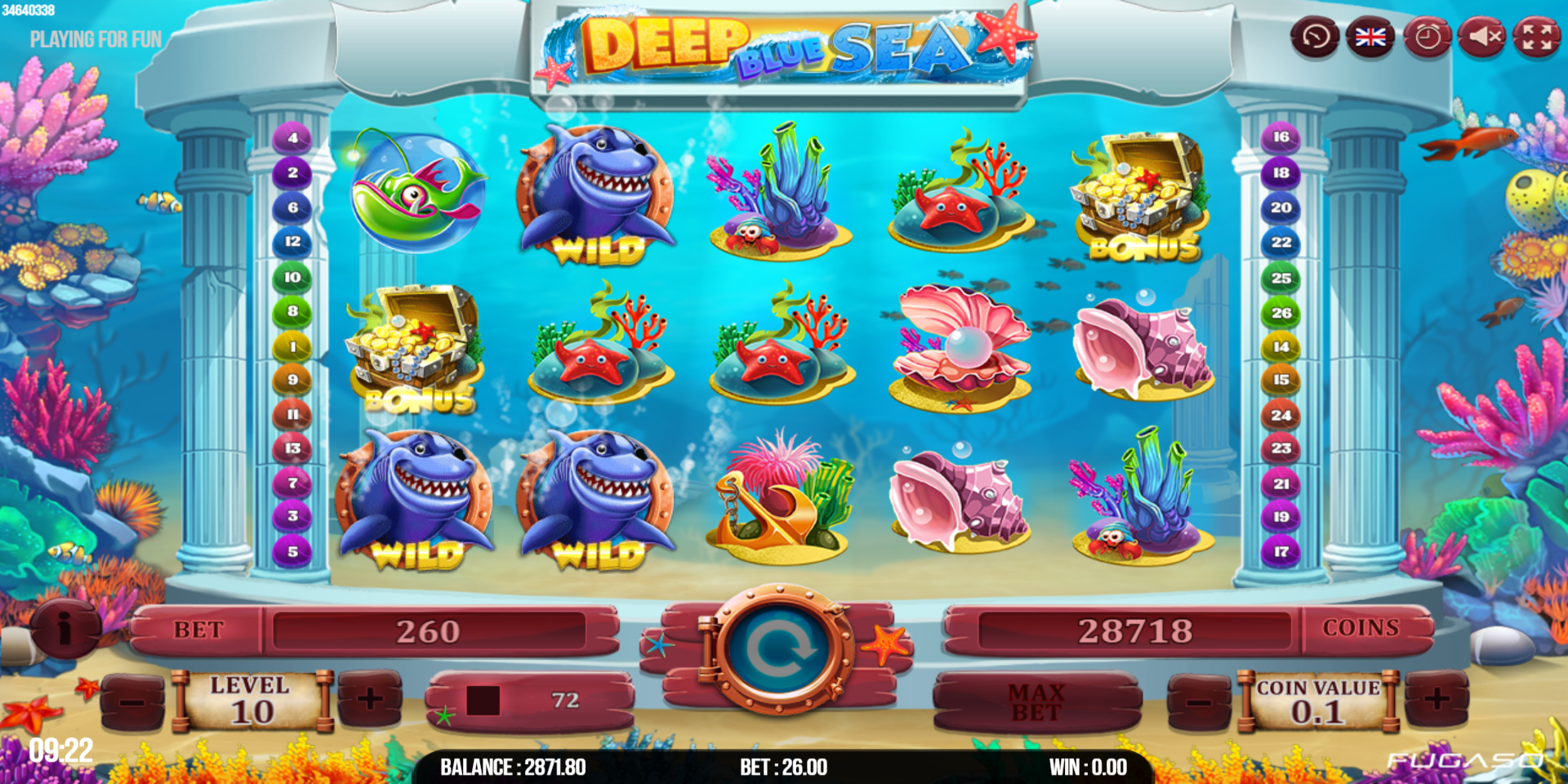 Deep Blue Sea slot game Autoplay, Wild and Bonus Symbols