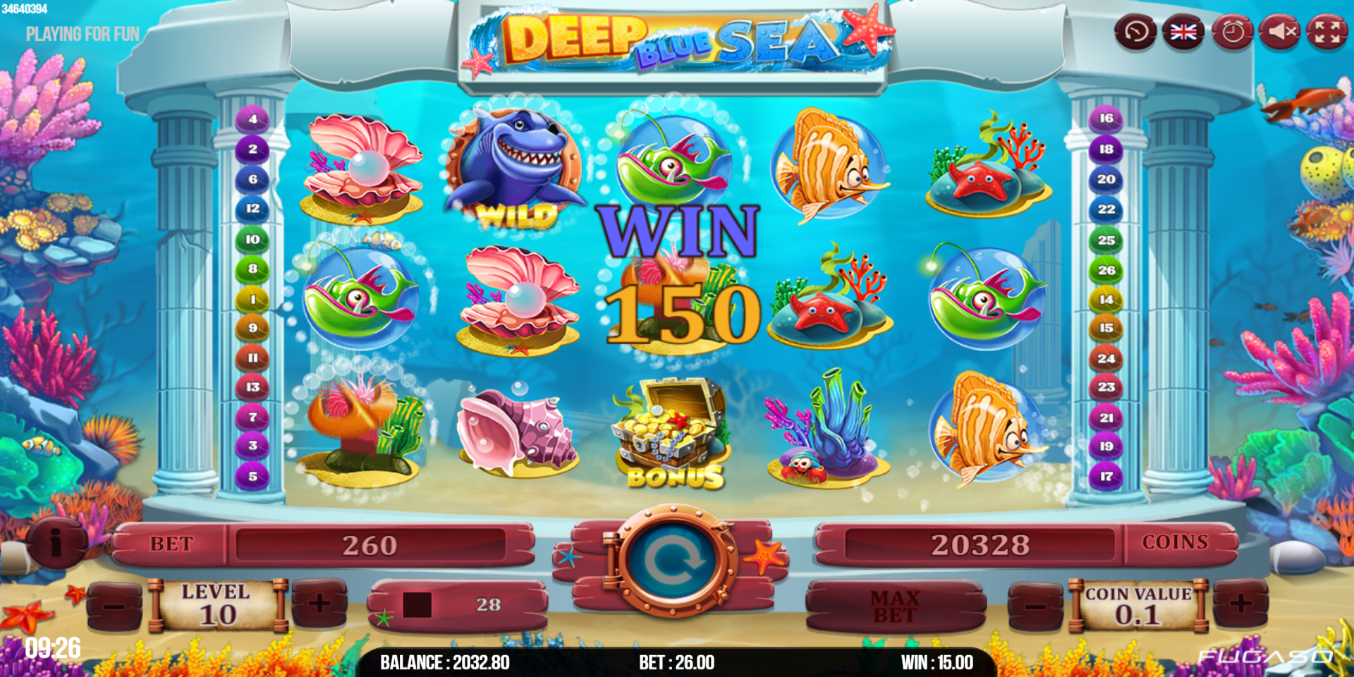 Deep Blue Sea slot game Gameplay Win