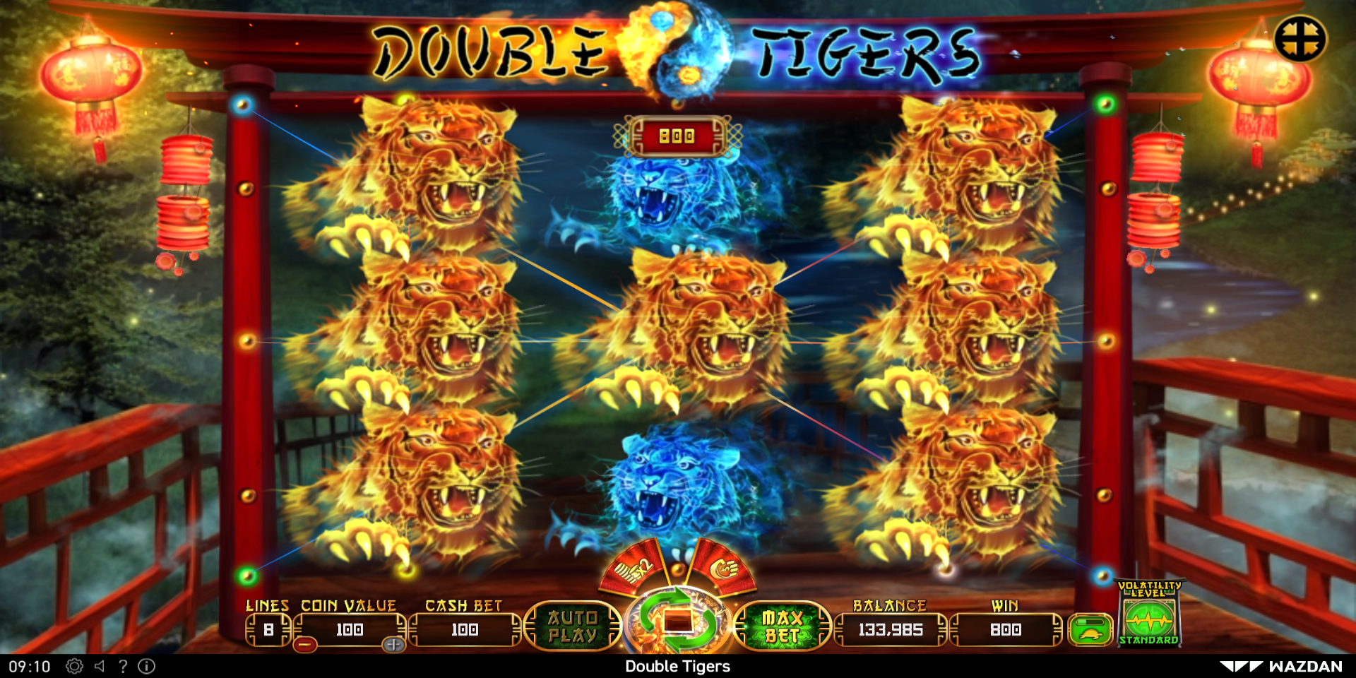 Double Tigers slot game Gameplay Win