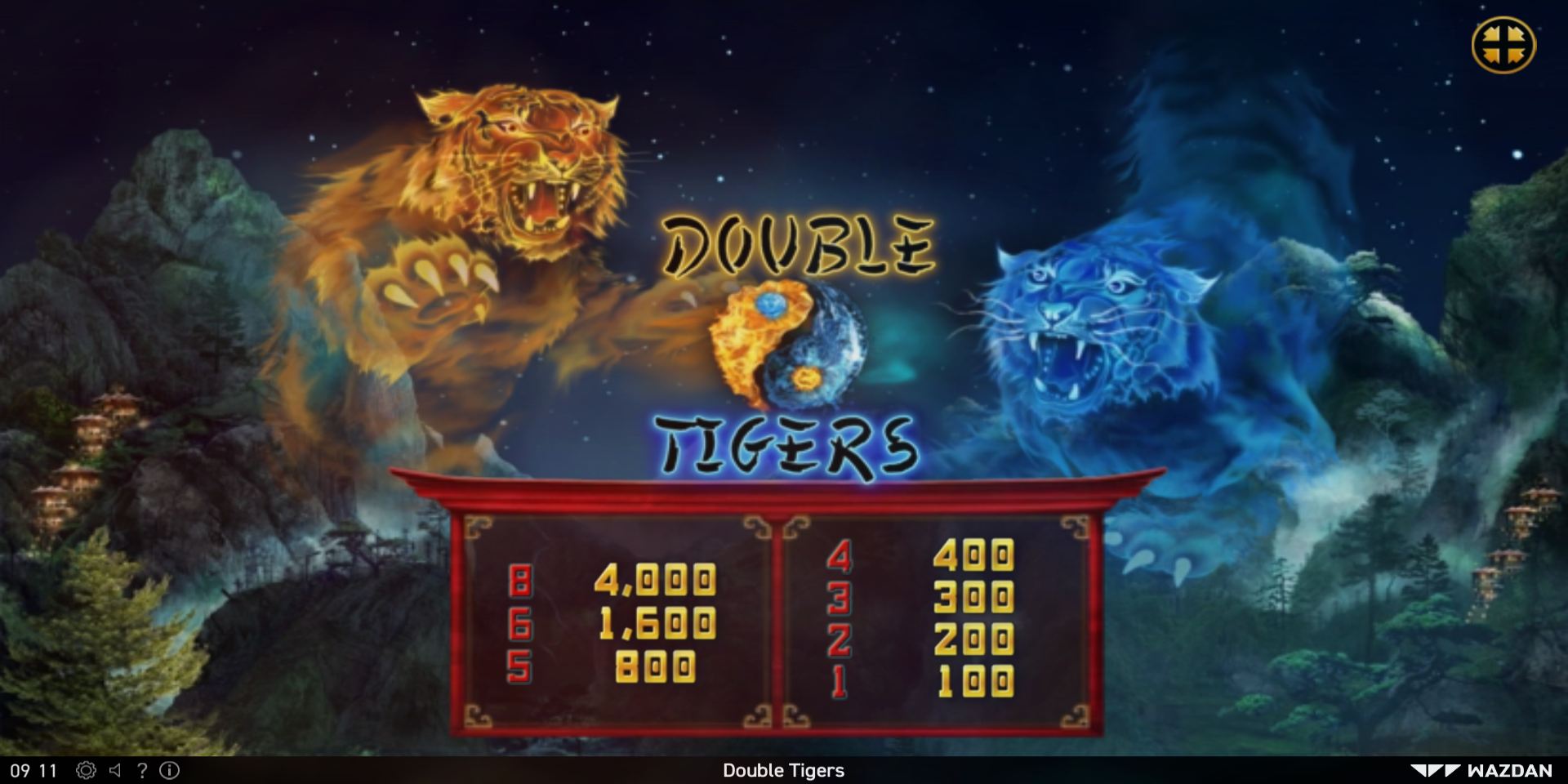 Double Tigers slot game Symbol Wins PayTable