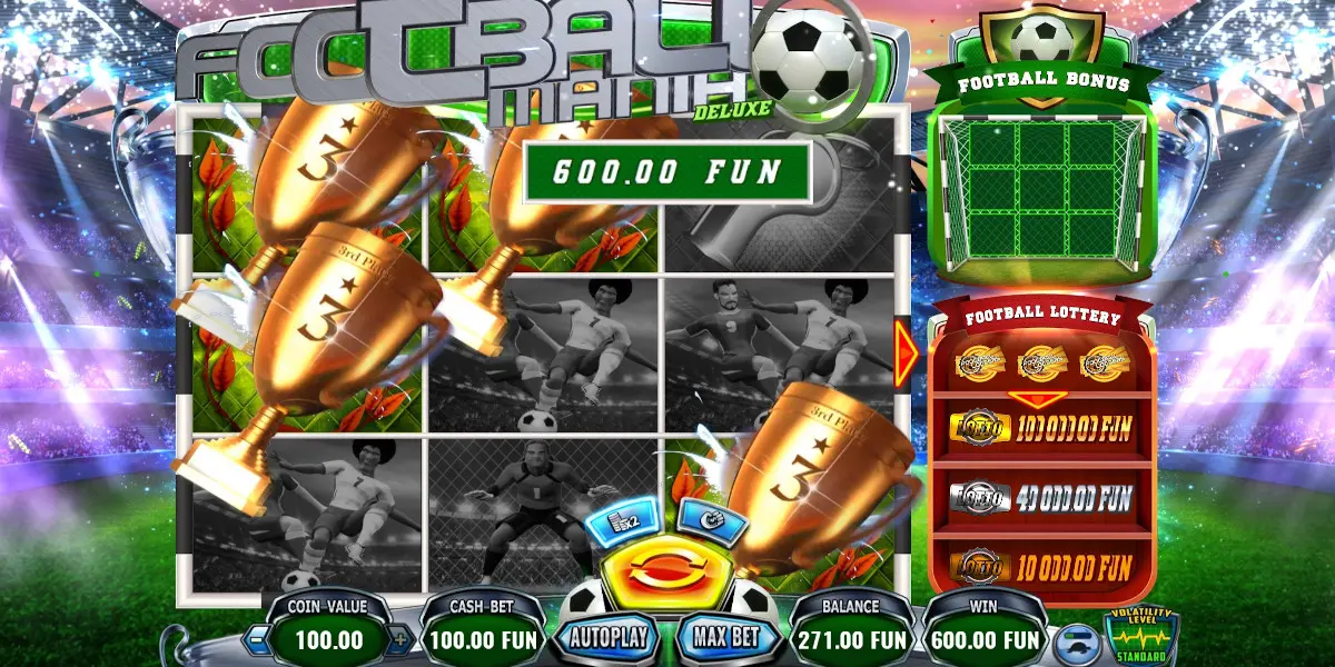 Football Mania Deluxe slot game Gameplay Win