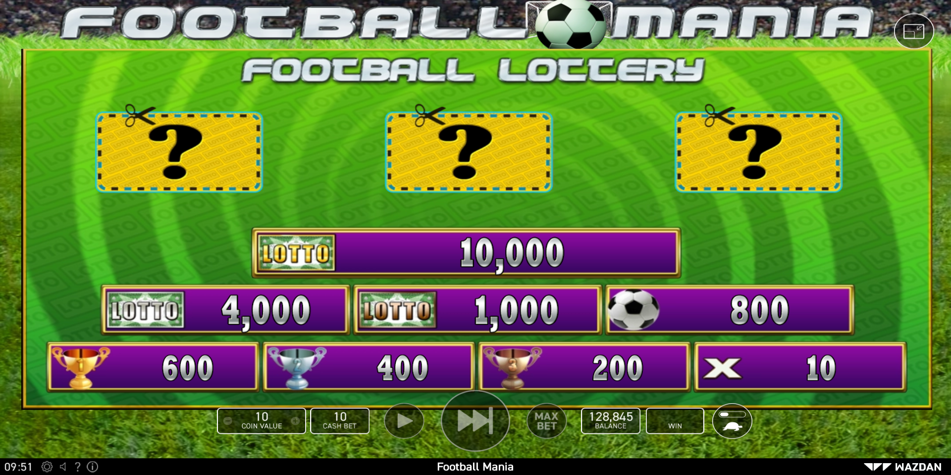 Football Mania slot game Lottery feature