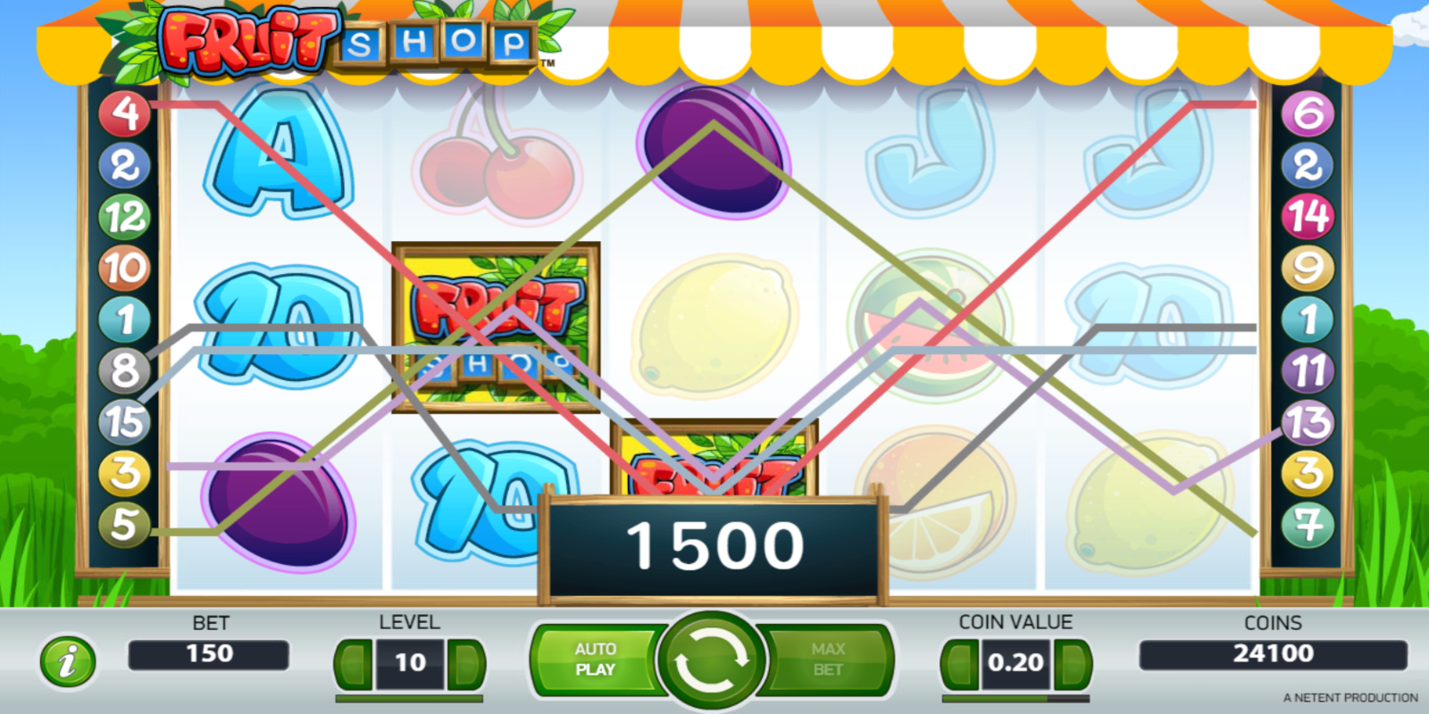 Fruit Shop slot game Gameplay Big Win