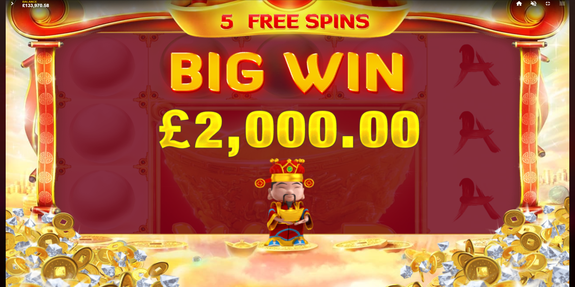 God of Wealth slot game Big Win Mega Wild Symbol