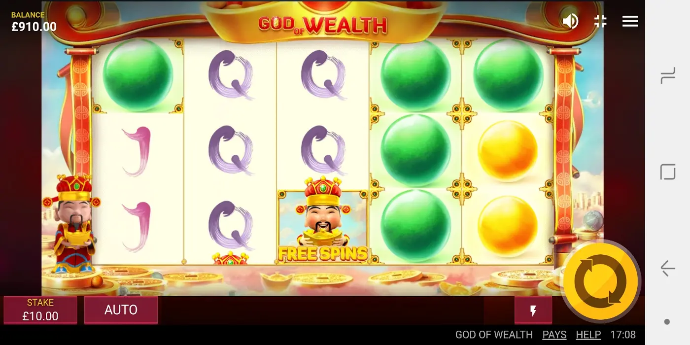 God of Wealth casino slot game Compatible play on Mobile devices