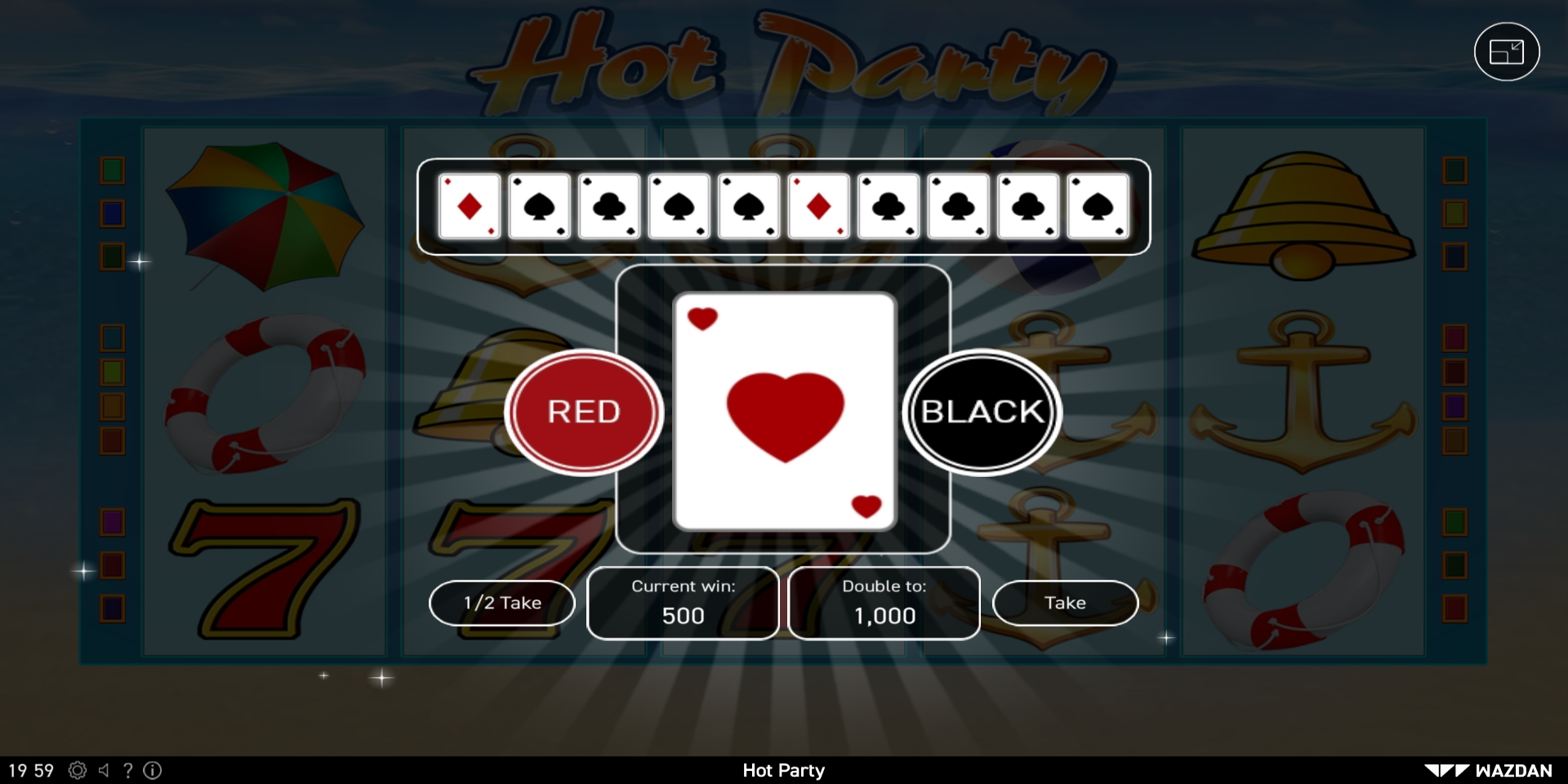 Hot Party slot game Gamble feature Double your Win