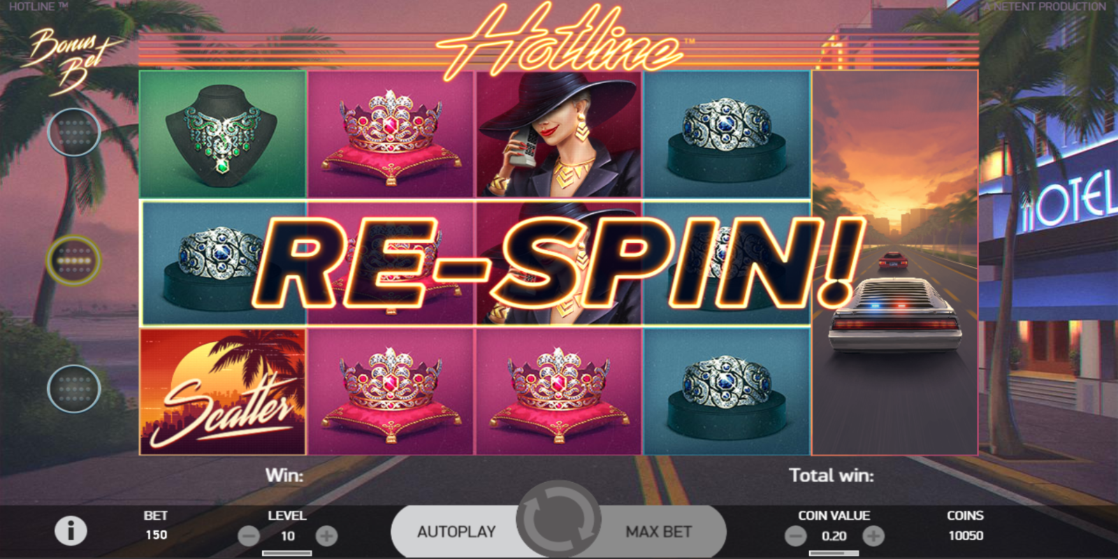 Hotline slot game Re-spin feature