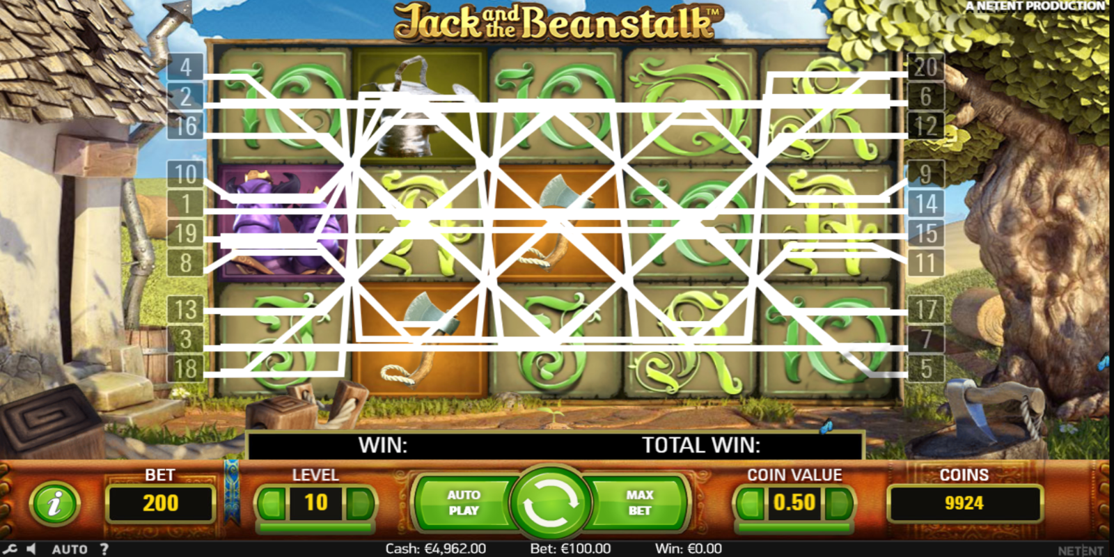Jack and The Beanstalk slot game All Paylines