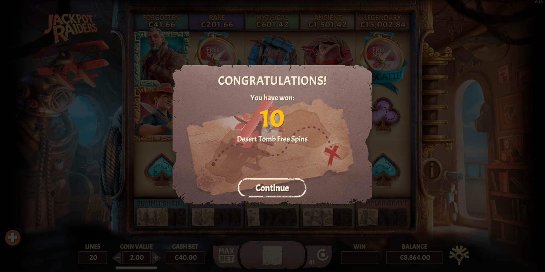 Jackpot Raiders slot game Free Spins Win