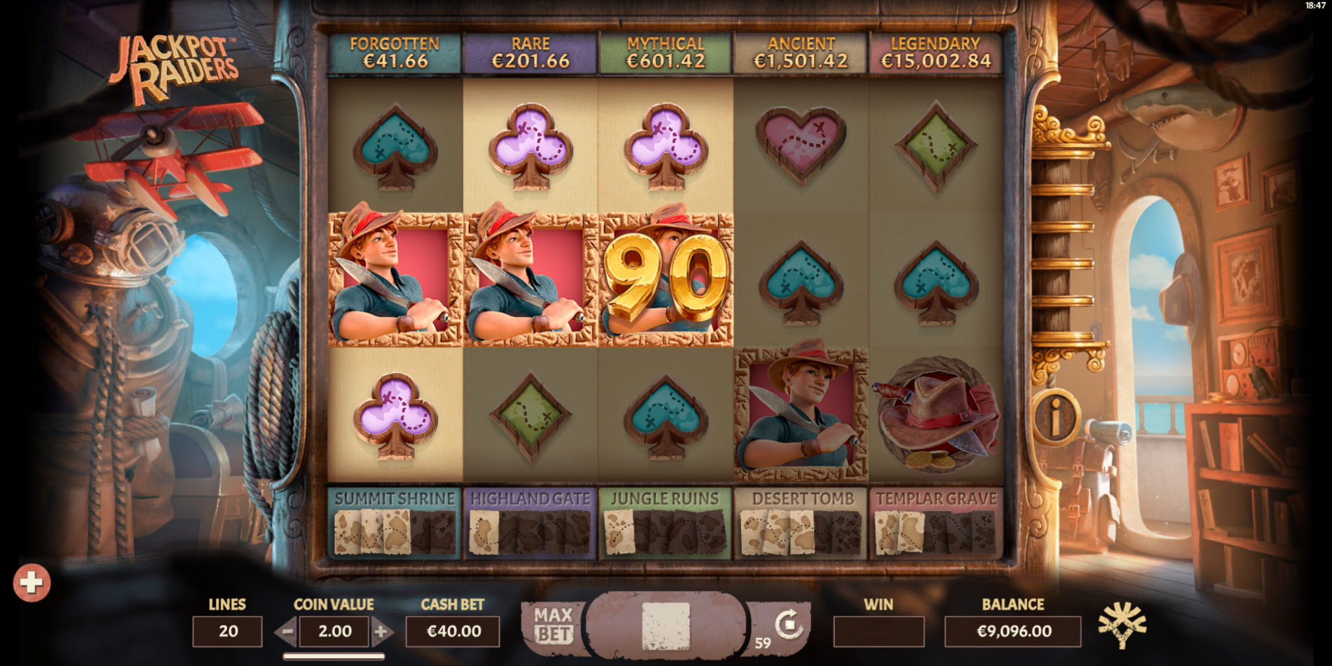 Jackpot Raiders slot game Gameplay Win