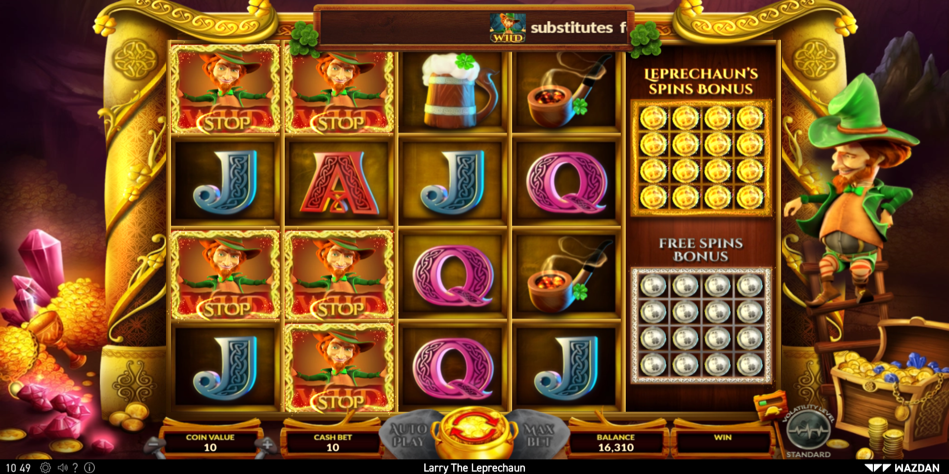 Larry the Leprechaun slot game Leprechaun Bonus activated