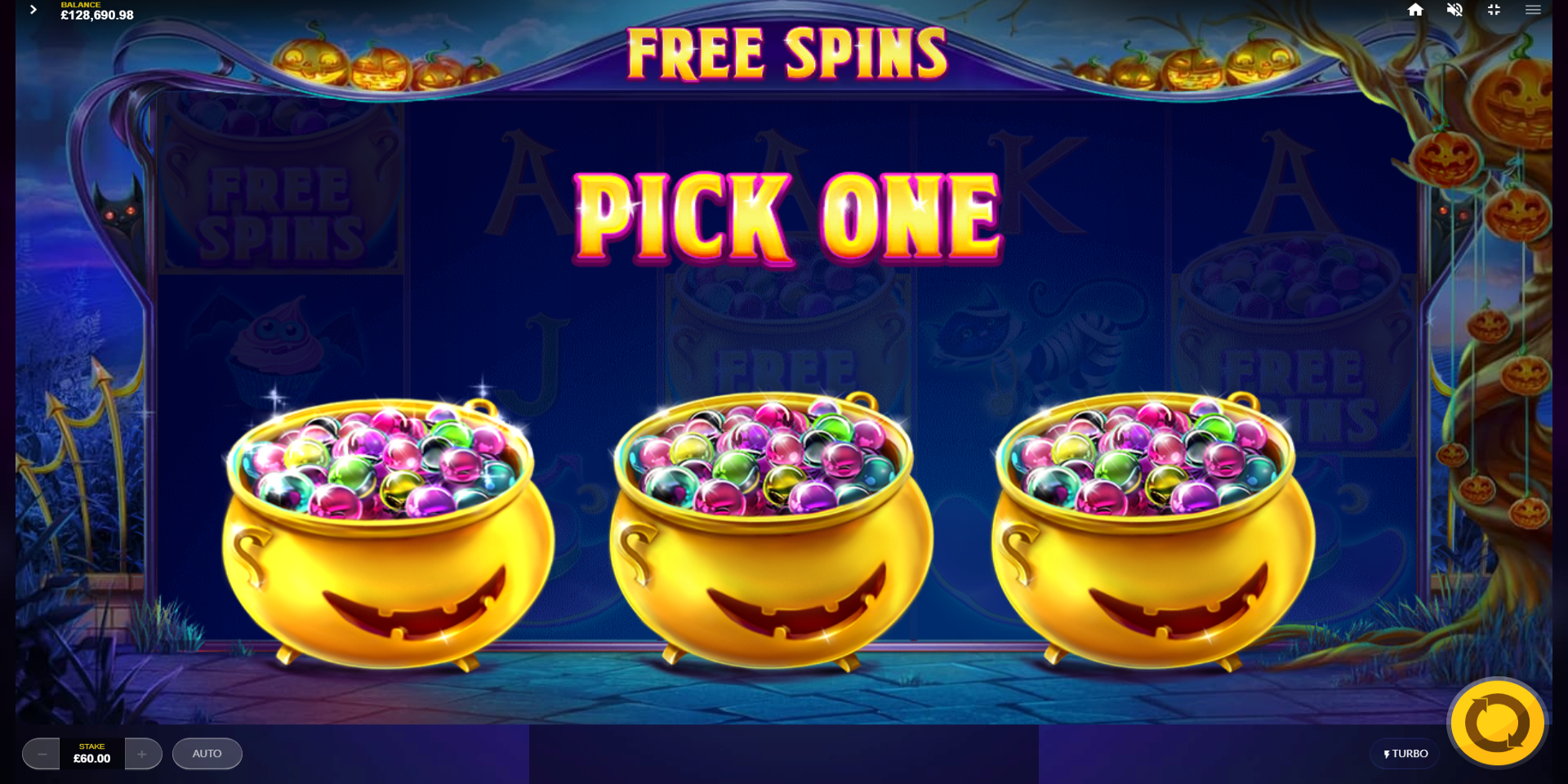 Lucky Halloween slot game Free Spins Pick One