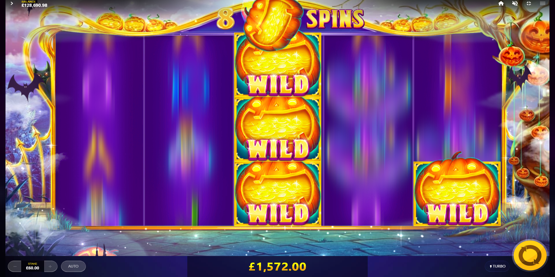 Lucky Halloween slot game Gameplay Drop Pumpkins Wild Symbols