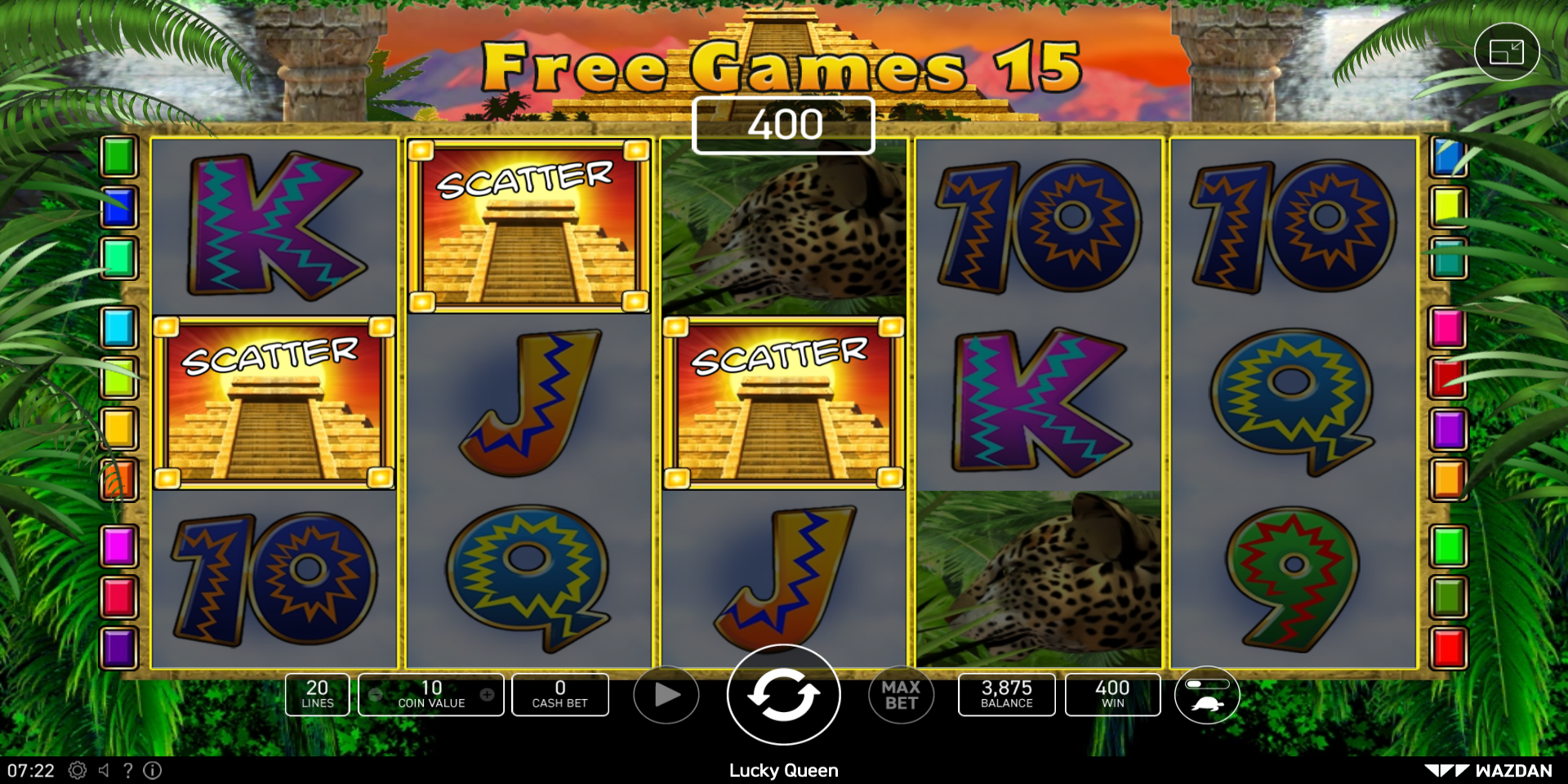 Lucky Queen slot game 3 Scatter Symbols Free Spins Win