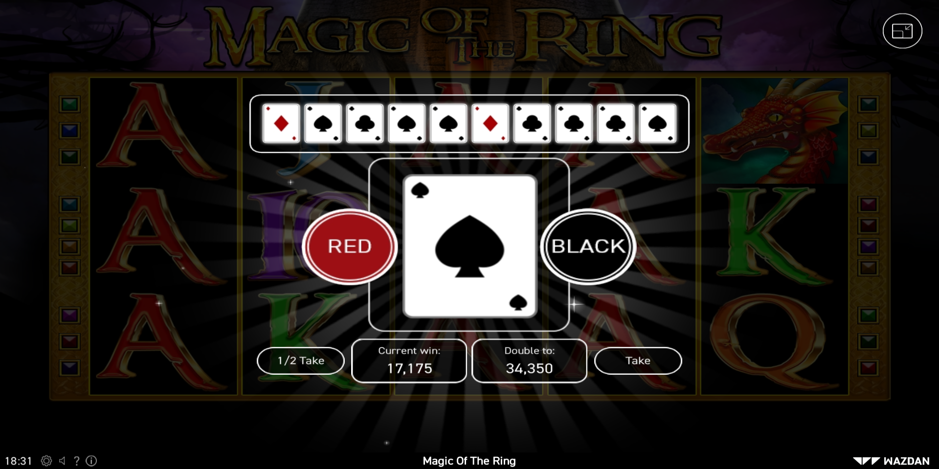 Magic Of The Ring slot game Gamble feature Double your Win