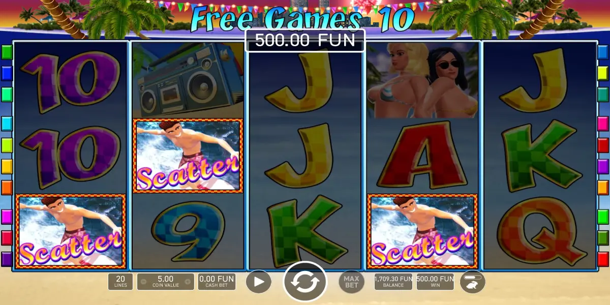 Miami Beach slot game 10 Free Games won