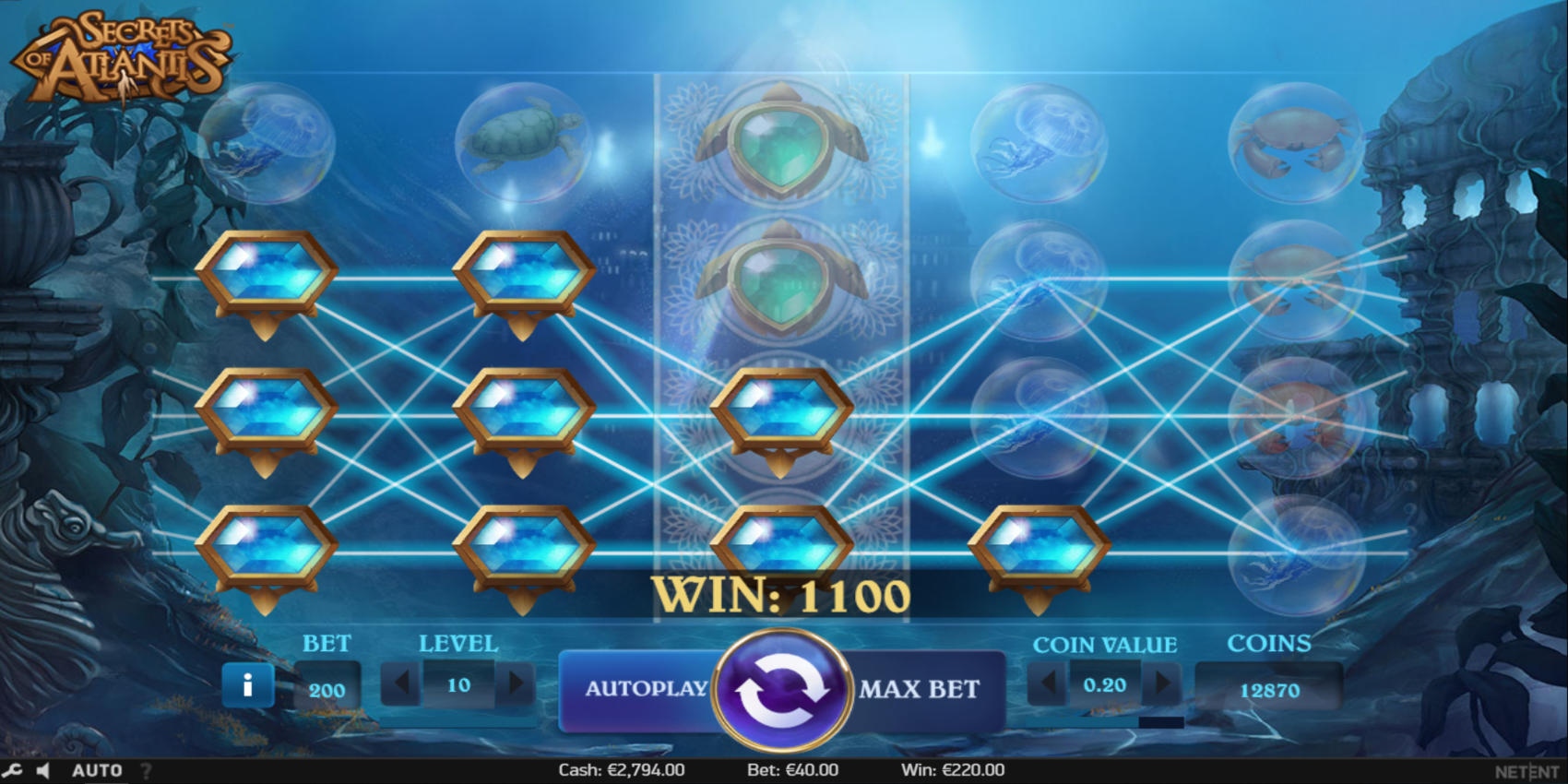 Secrets of Atlantis slot game Gameplay Win