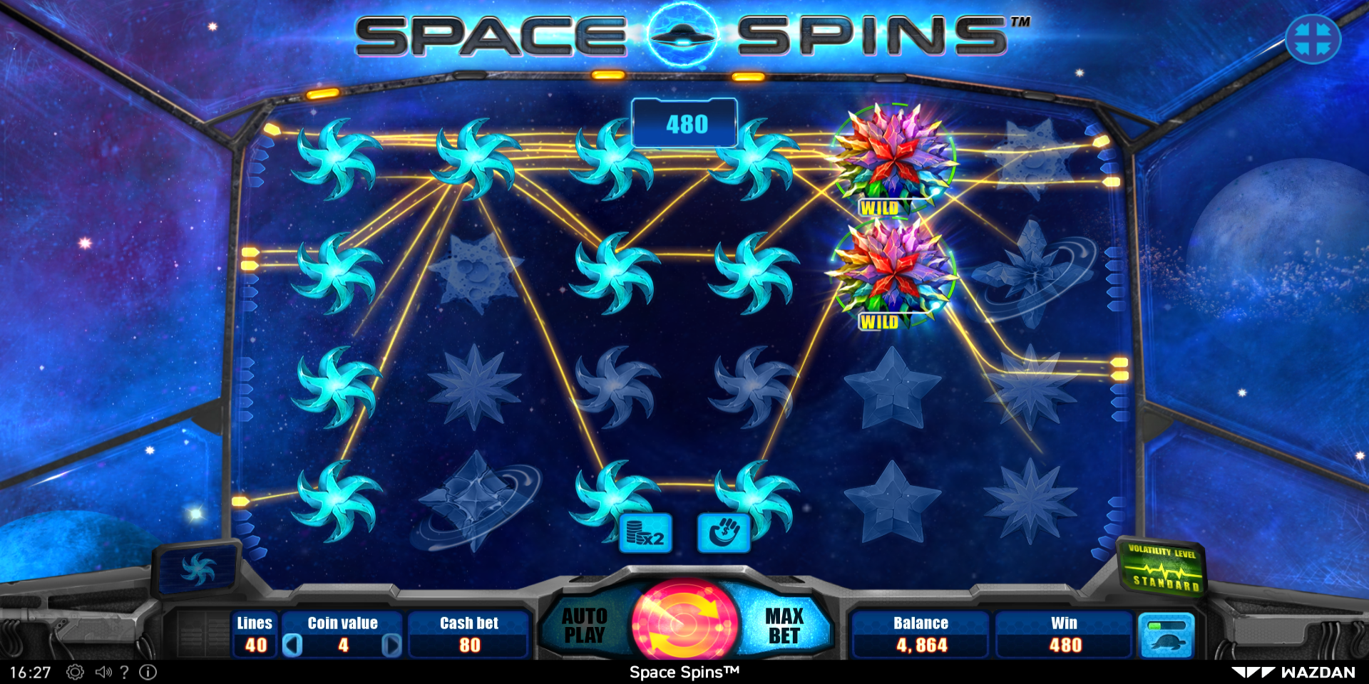 Space Spins slot game Gameplay Wild WIN