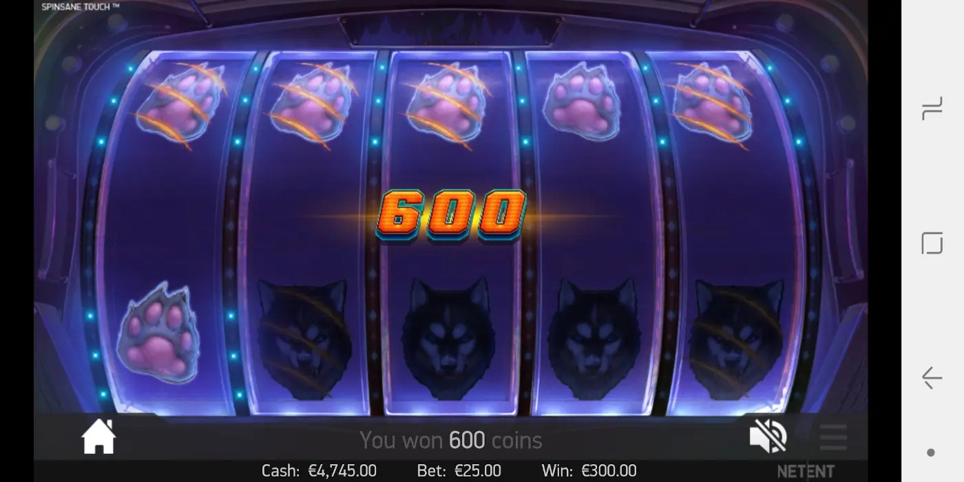 Spinsane slot game Android device gameplay