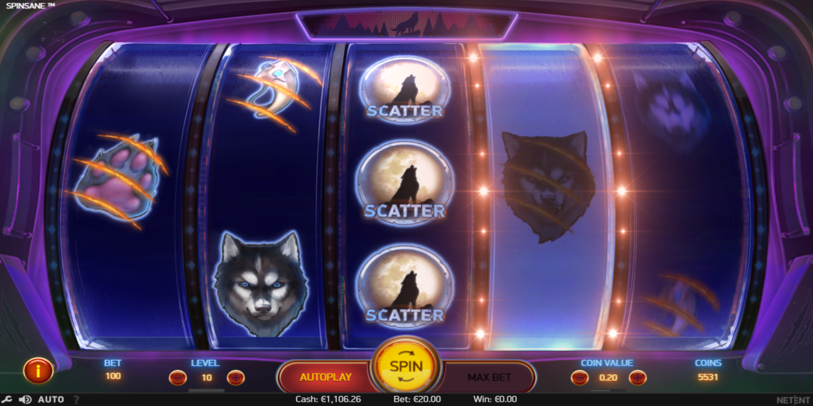Spinsane slot game Gameplay 5 Scatters waiting