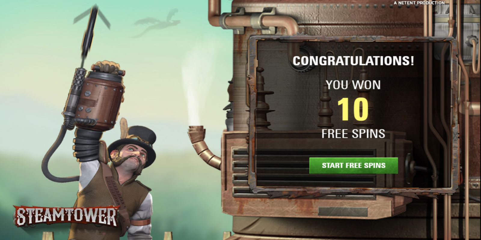 Steam Tower slot game Free Spins Win
