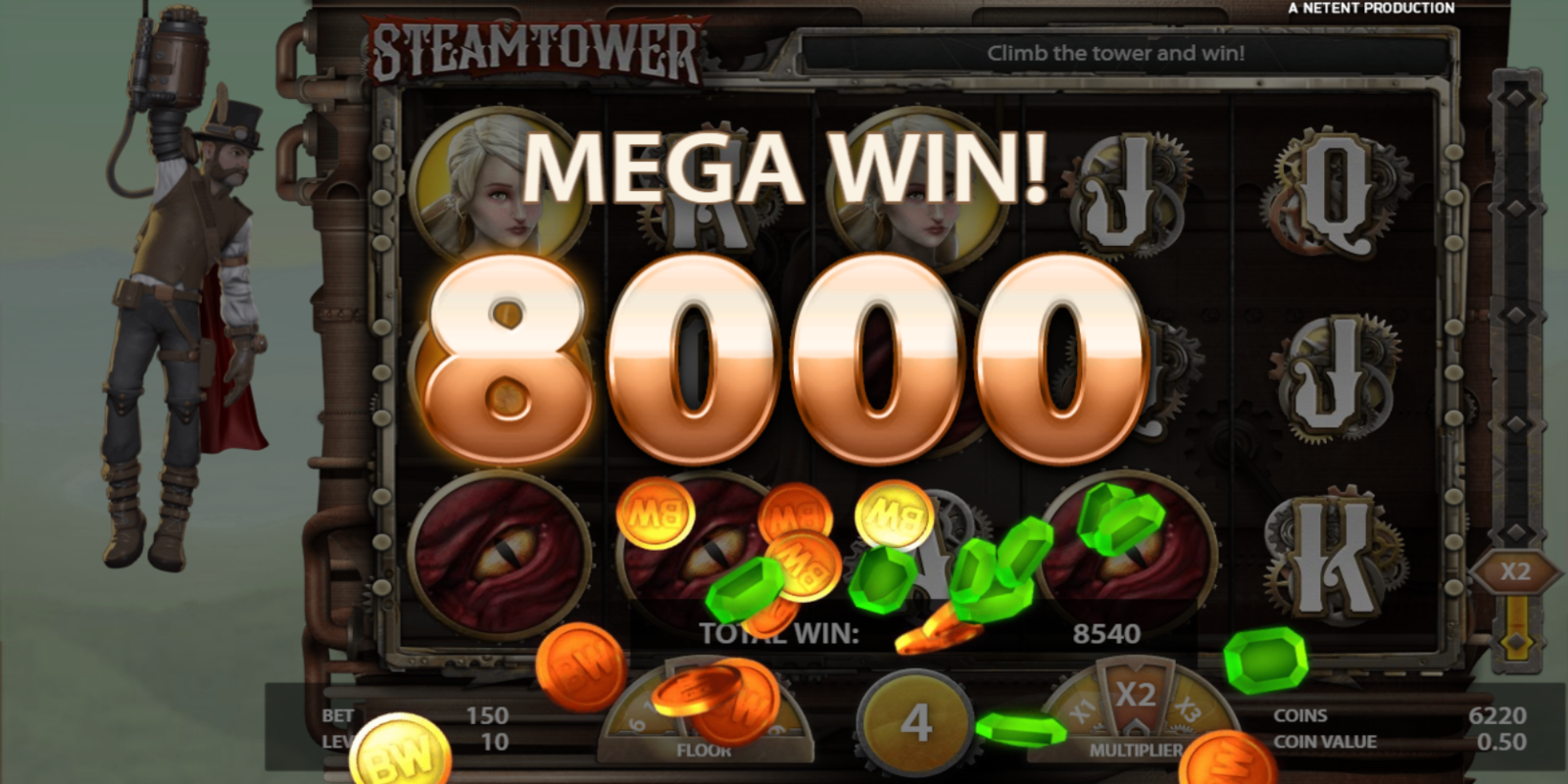 Steam Tower slot game Mega Win