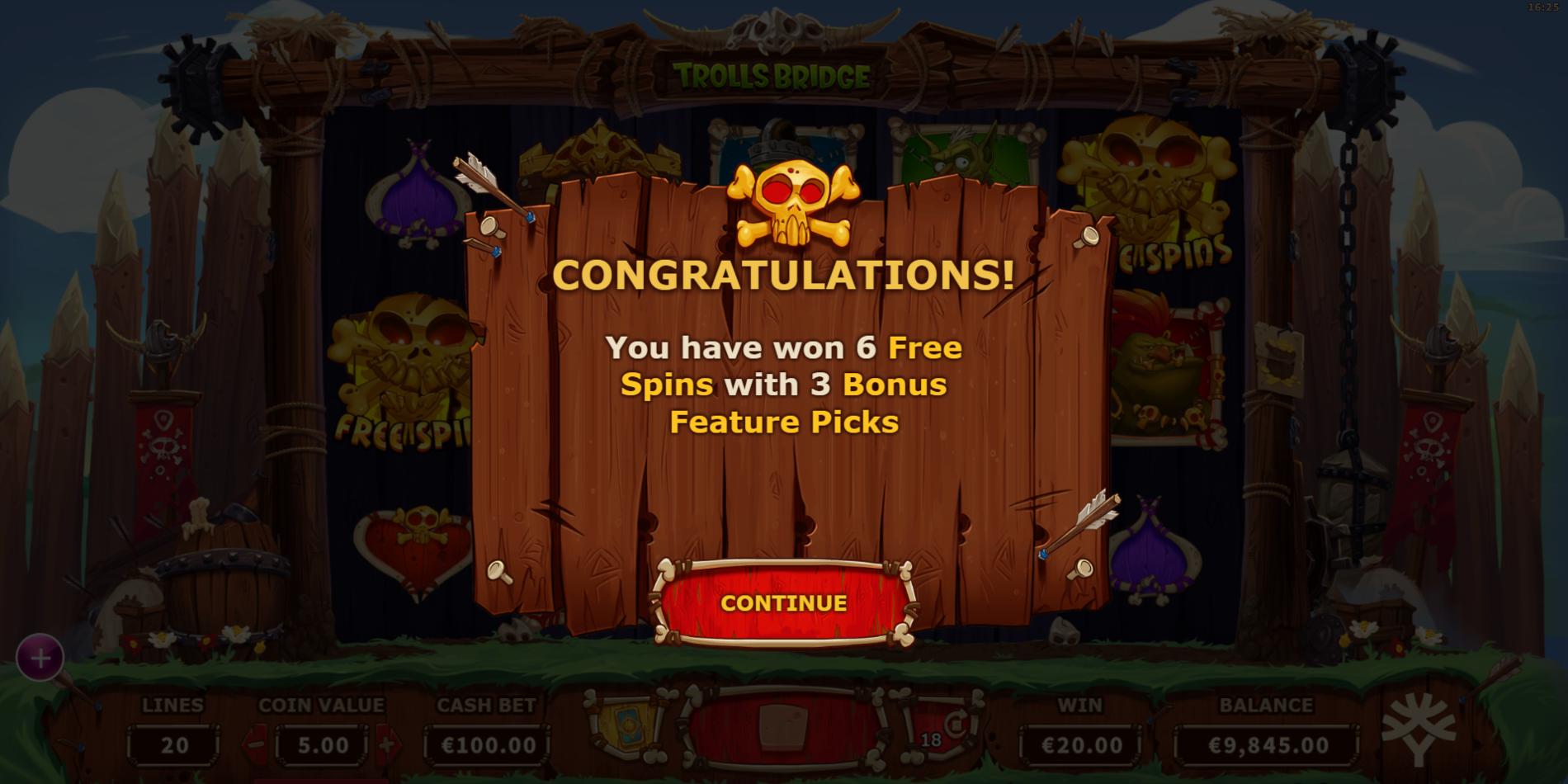 Trolls Bridge slot game Free Spins Won