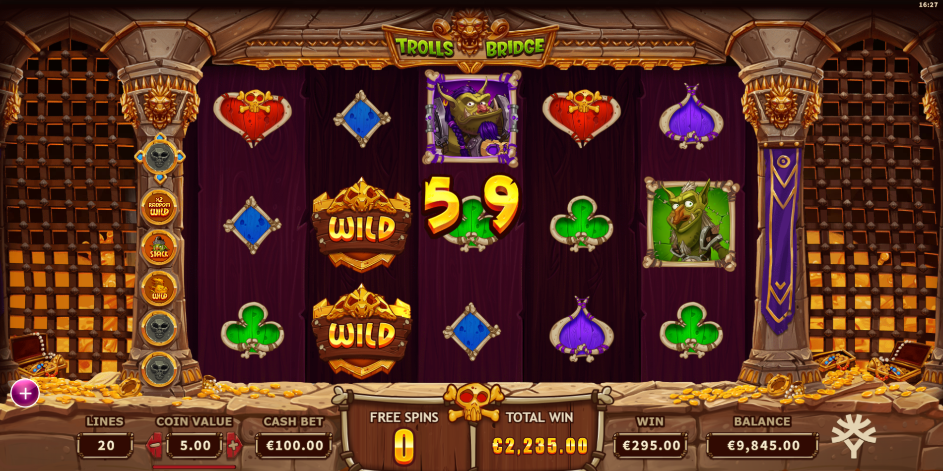 Trolls Bridge slot game Gameplay Wild Symbols Win