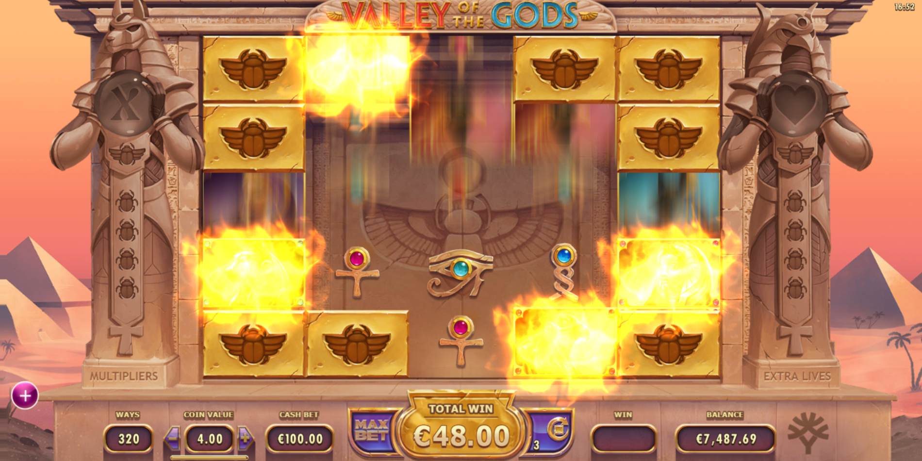 Valley of the Gods slot game Special Effects opening Paylines