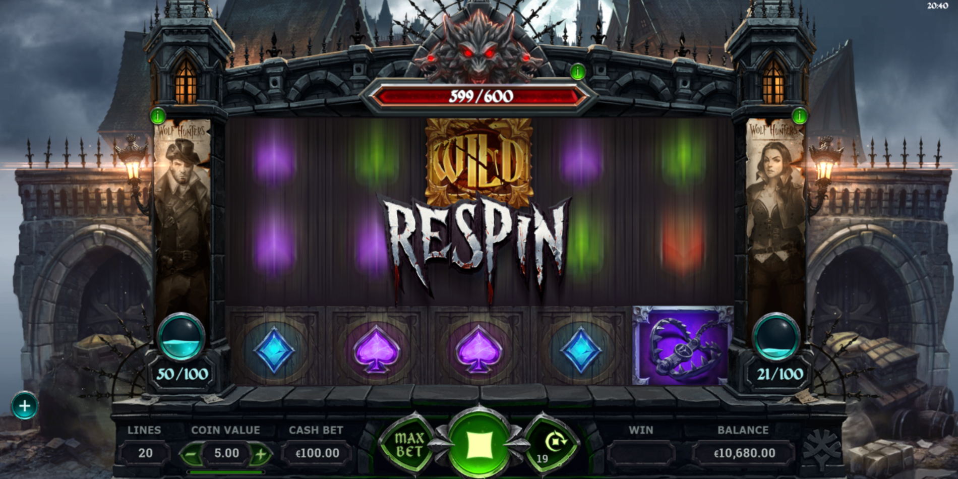 Wolf Hunters slot game Wild Symbol Respin