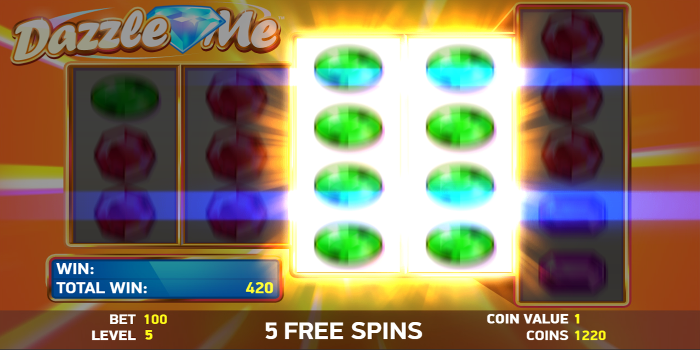 Dazzle Me slot game Linked Reels feature during Free Spin round