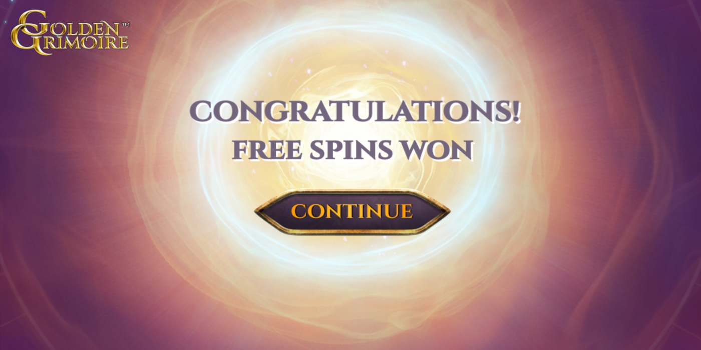 Golden Grimoire slot game Free Spins won