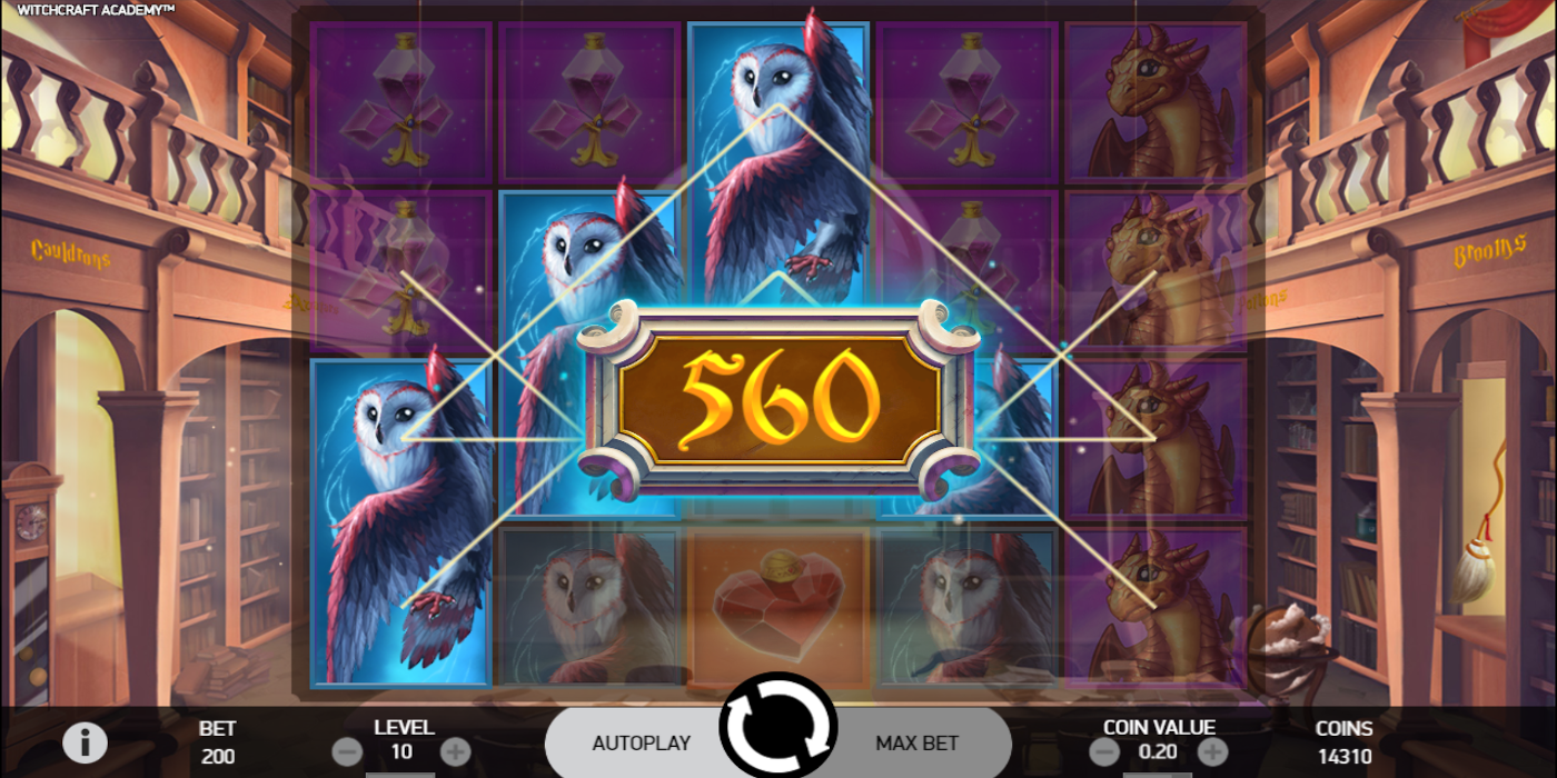 Witchcraft Academy slot game Gameplay Win