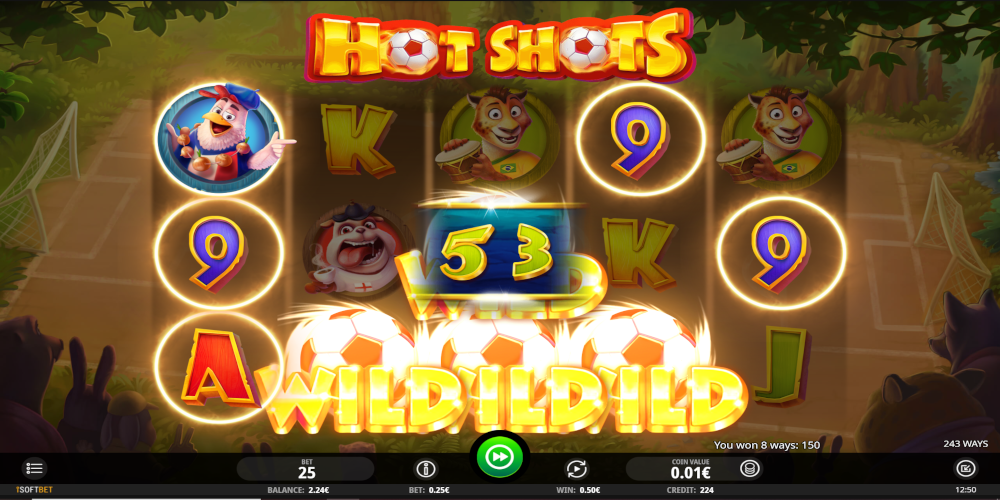 Hot Shots slot game Wild win
