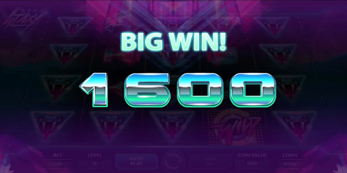 Neon Staxx slot game Big Win