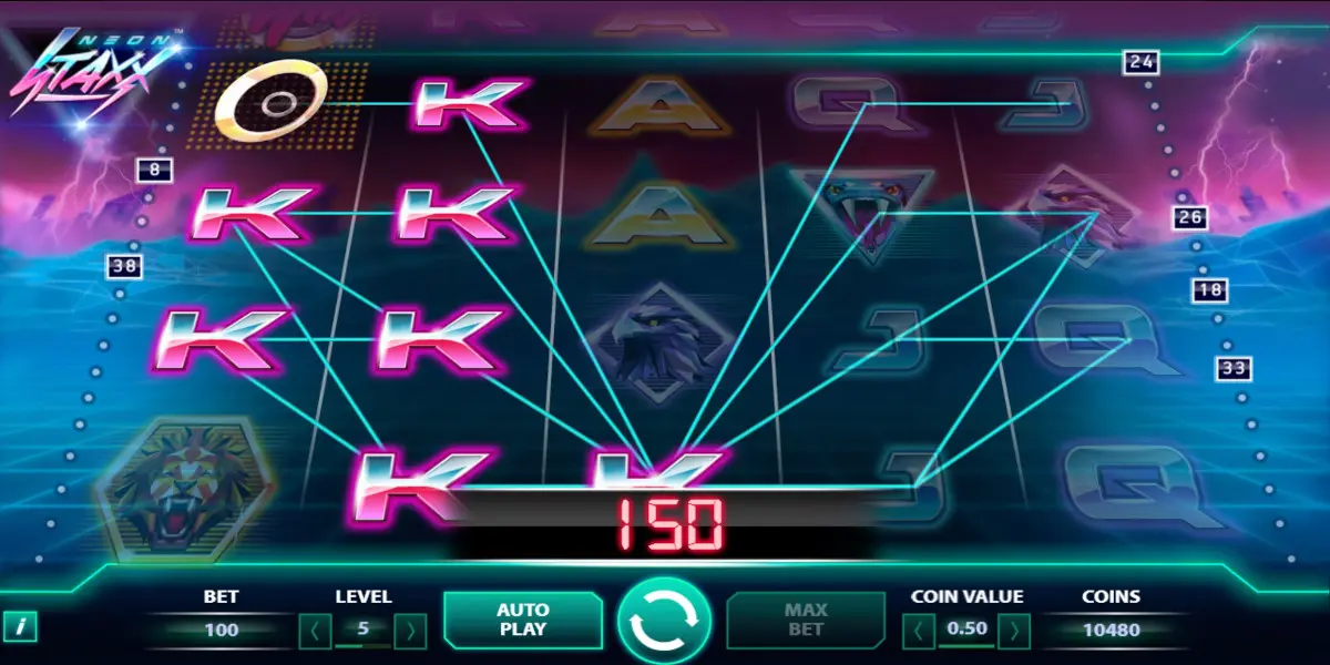 Neon Staxx slot game Gameplay Win