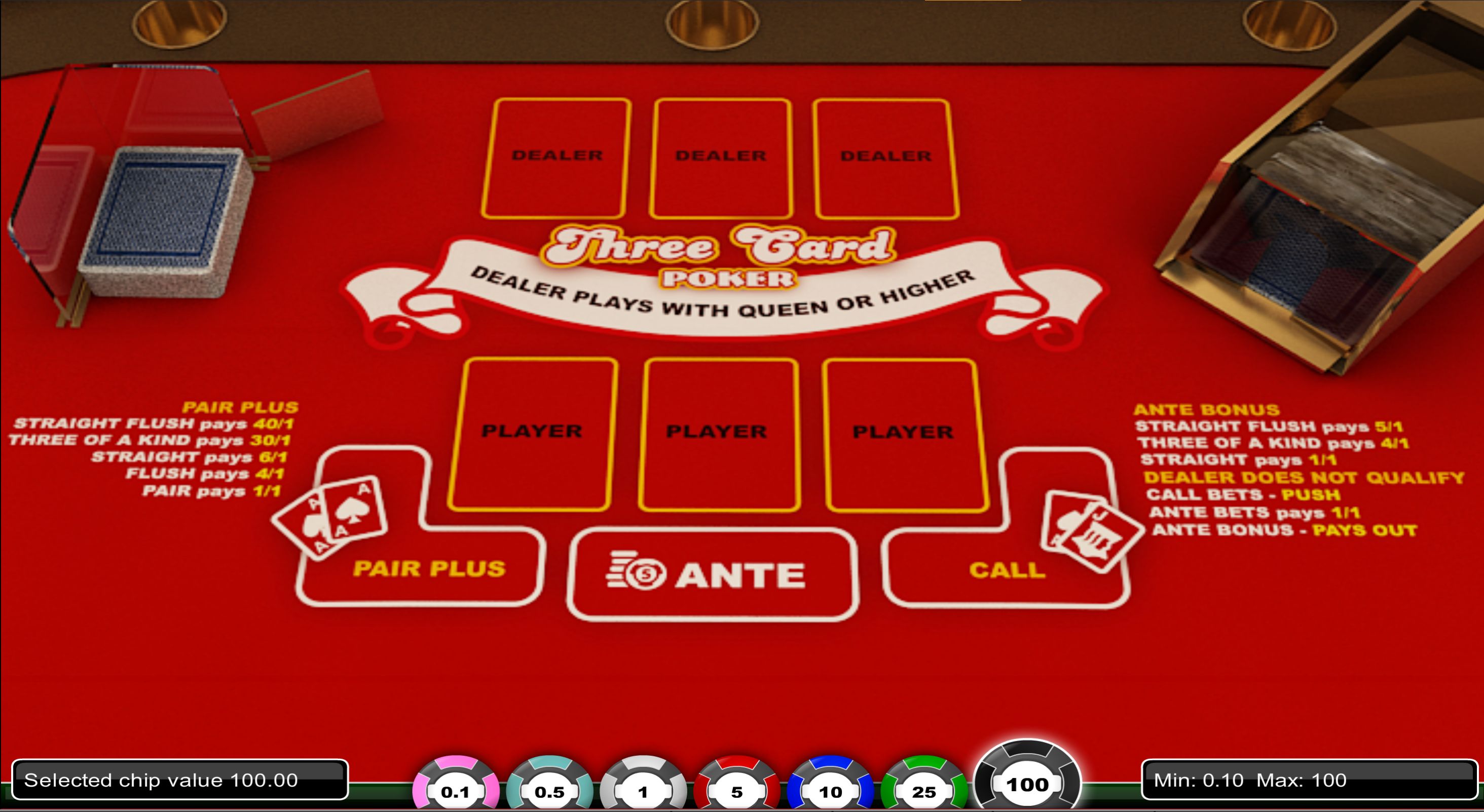 online 3 card poker odds free online casino