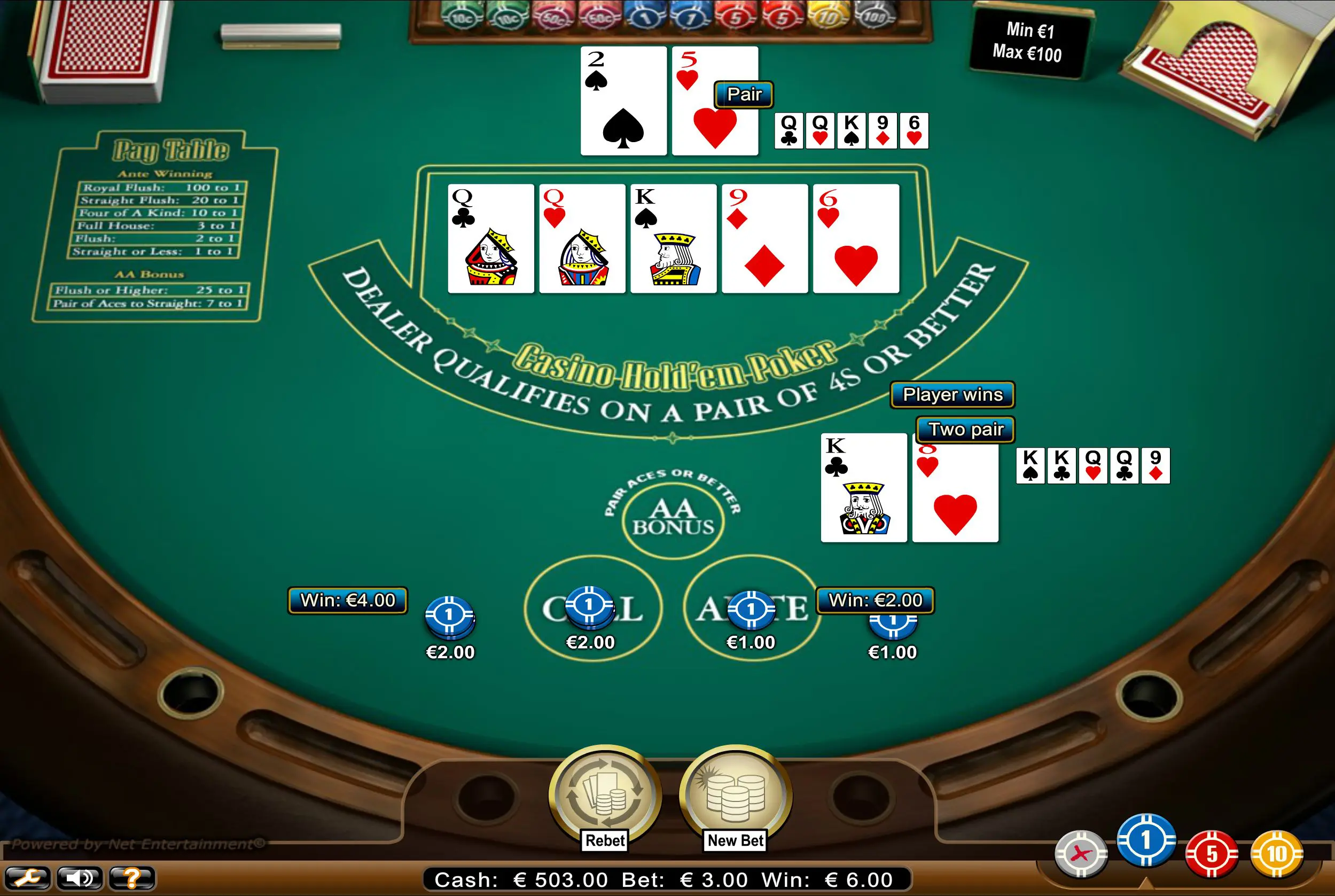 Casino hold em poker casino holdem bonus bet online gameplay table