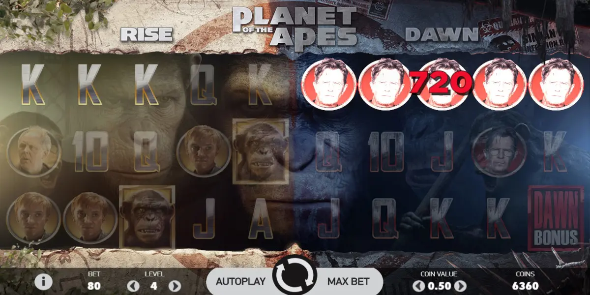 Planet of the Apes slot game Dawn Bonus Win